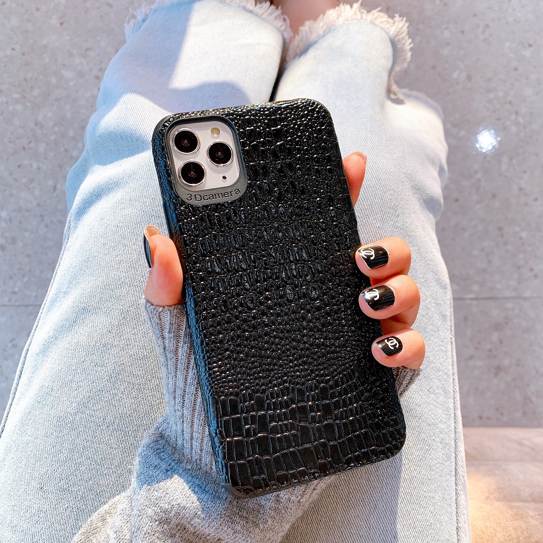 Ốp Lưng Da IMD Vân Nổi Crocodile Black