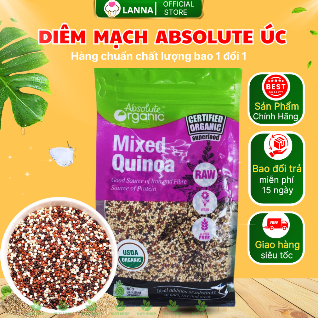 [HÀNG CHUẨN CHẤT LƯỢNG] Hạt diêm mạch Quinoa Mix Absolute Organic 400gram