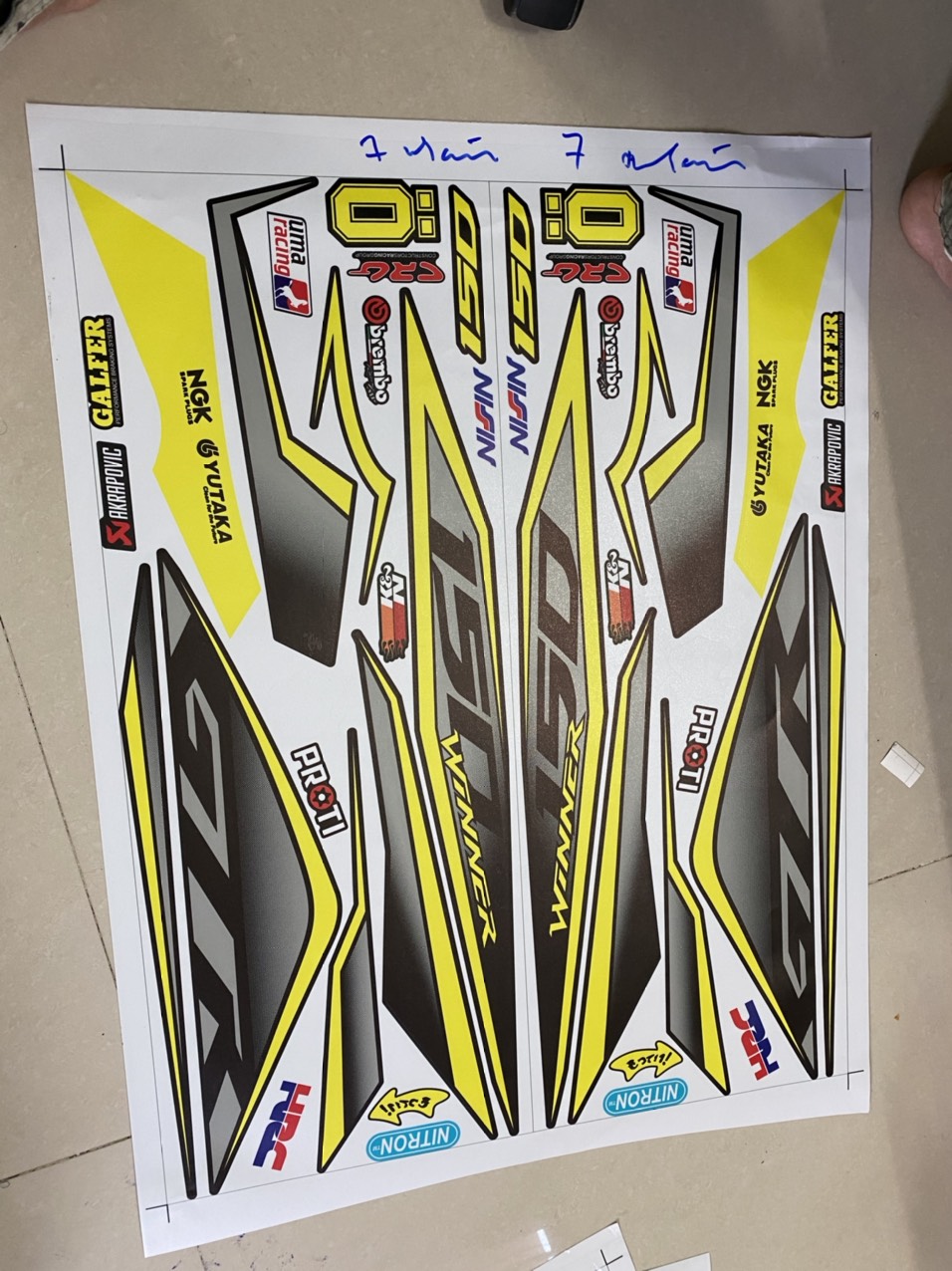Tem rời winner gtr vàng đen