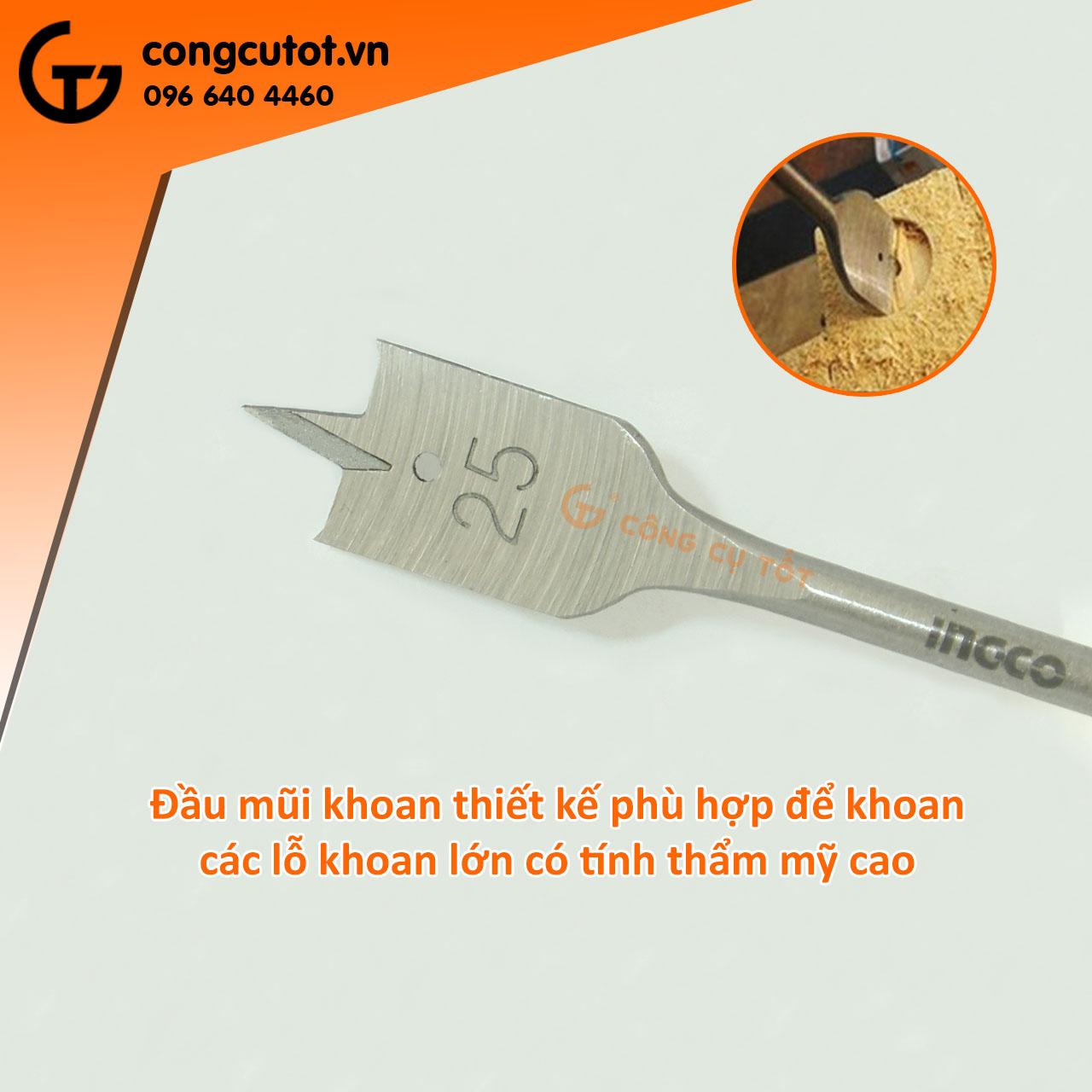 Bộ 10 mũi khoan đuôi cá Ingco 6 - 30mm