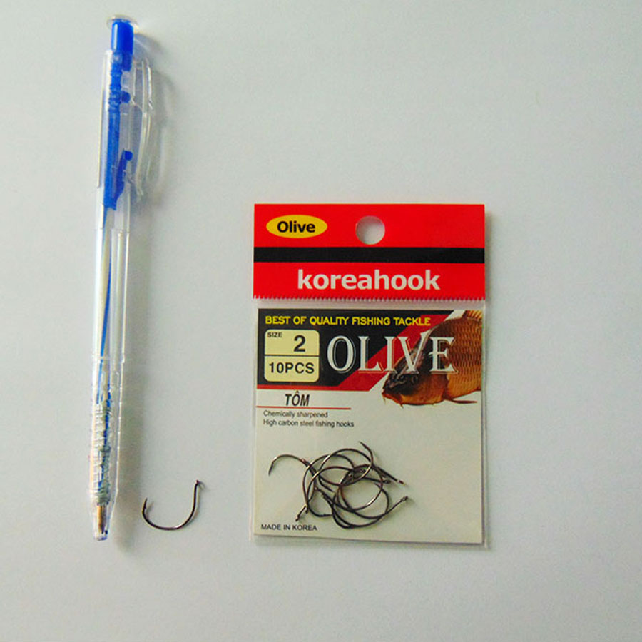 Lưỡi Câu Tôm Olive Korea Hook (giá nguyên vỉ)
