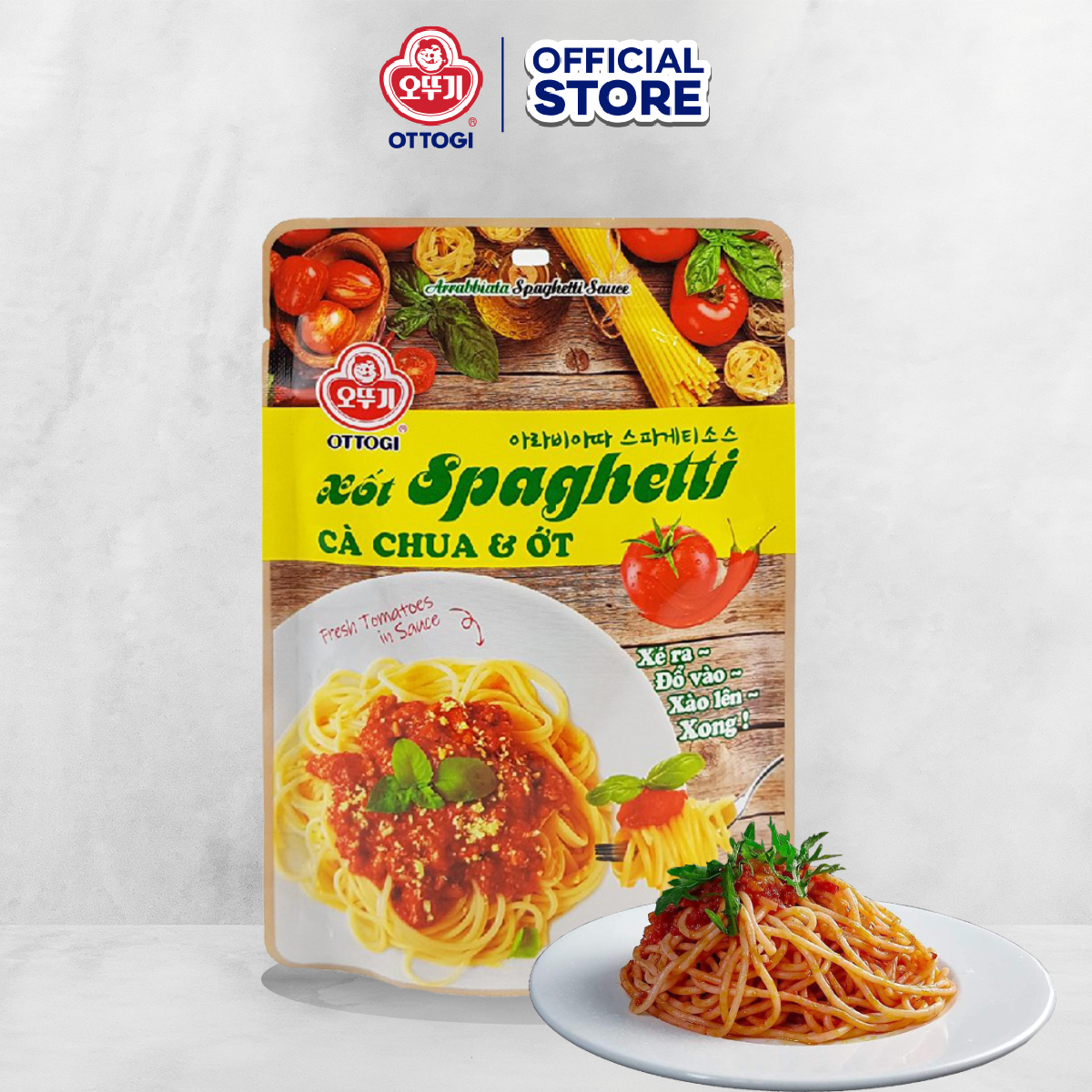 Combo 3 gói Xốt Spaghetti vị cà chua và ớt Ottogi gói 110g