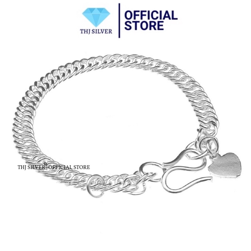 Lắc tay dây kép chuẩn bạc ta cho bé-thj silver