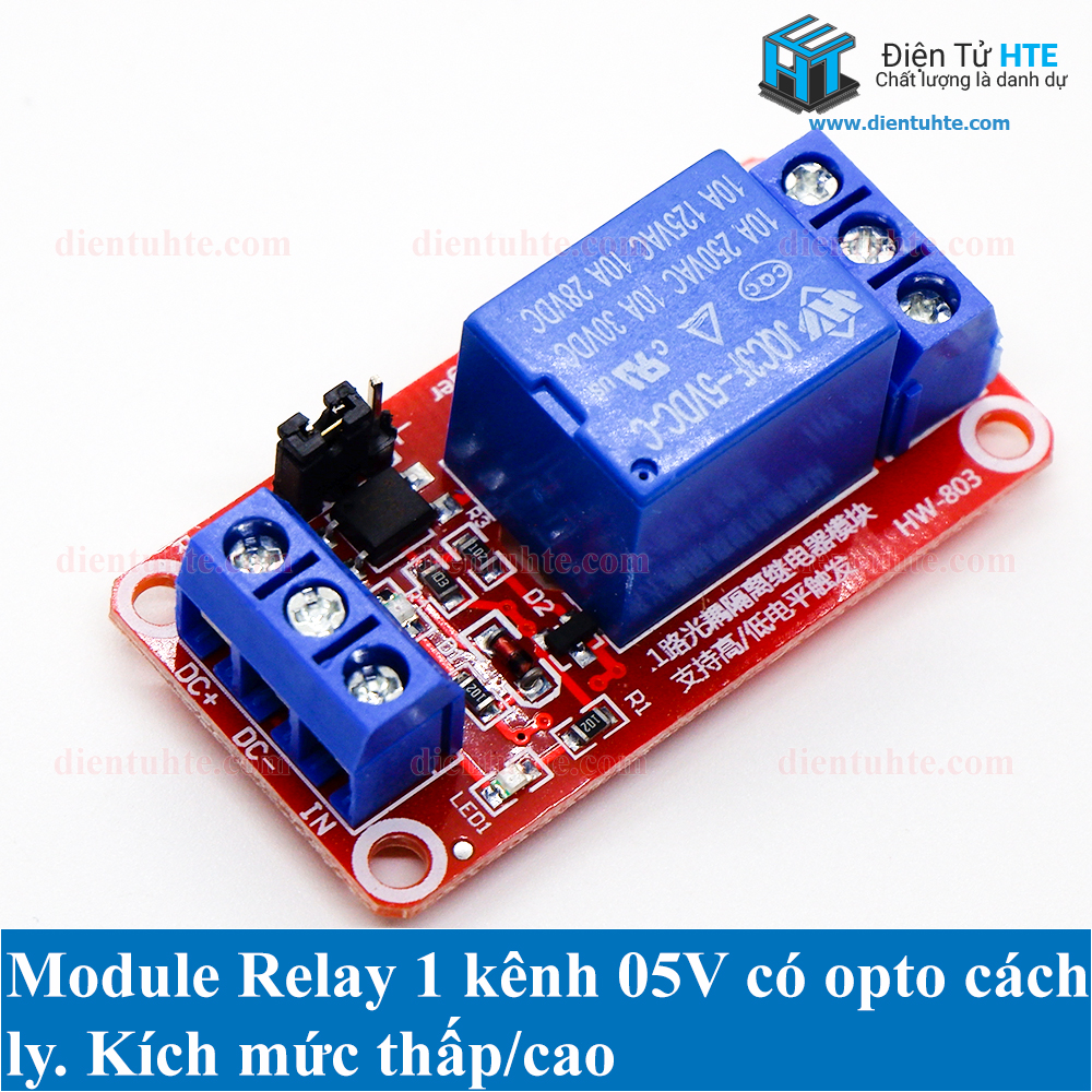 Module relay 1 kênh có opto cách ly kích mức cao - thấp điện áp 5V