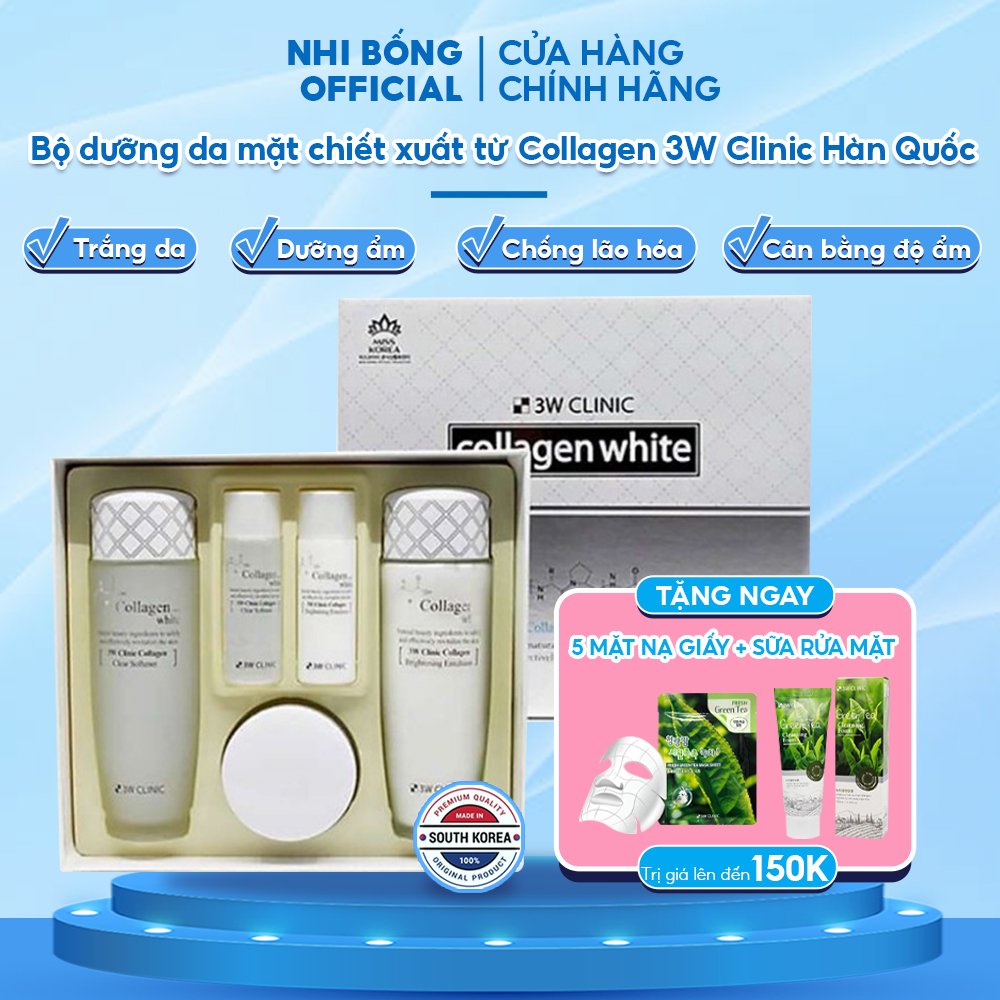 Bộ Skincare dưỡng trắng da 3W Clinic Hàn Quốc chiết xuất tinh chất