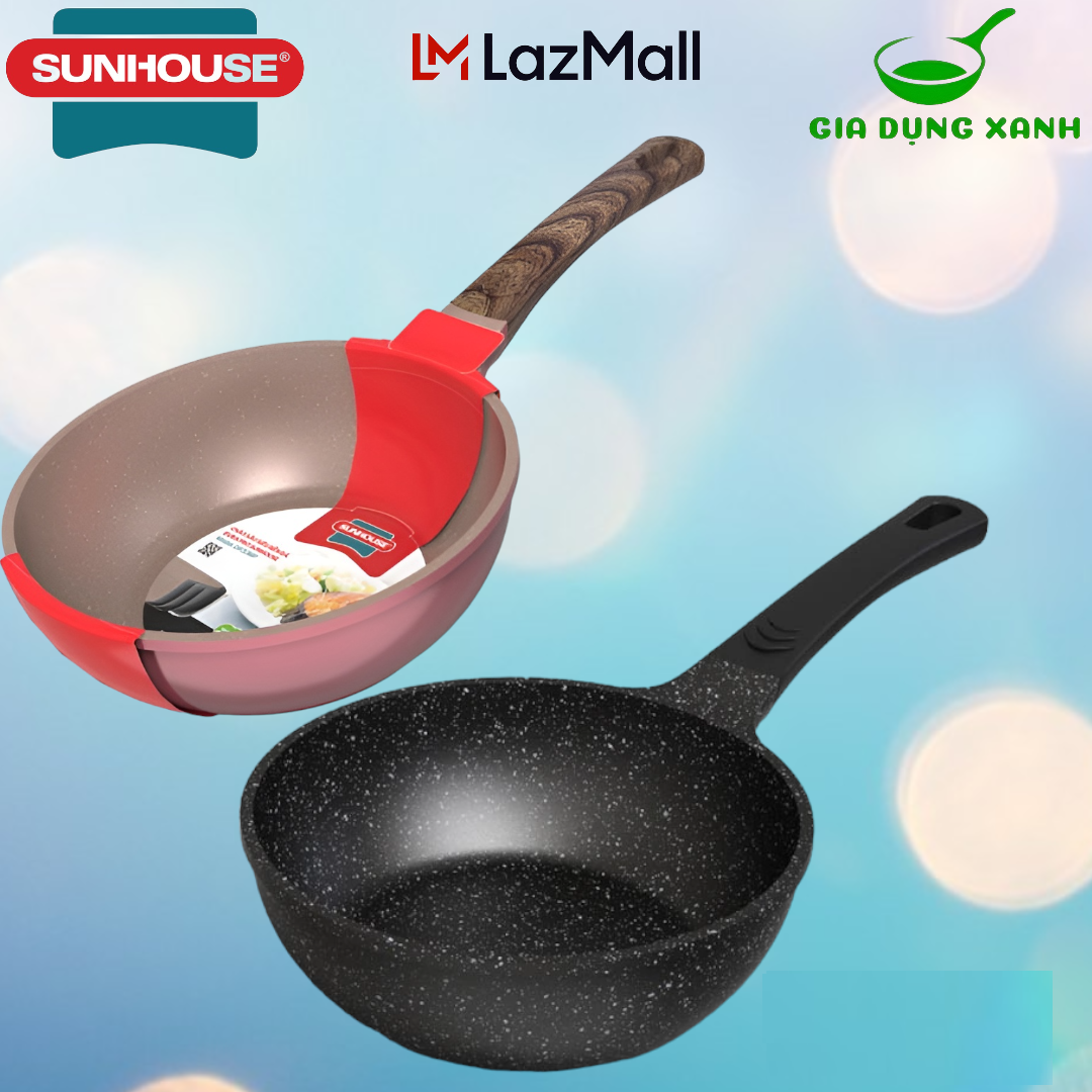 Chảo siêu bền đá sâu lòng Sunhouse kích thước 20-24cm
