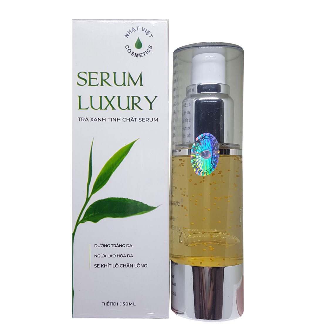 Serum LUXURY dưỡng trắng - Ngừa lão hóa - Se khít lỗ chân lông trà xanh tinh chất serum Nhật Việt 50ml (Trắng)