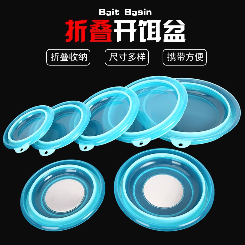 Thau trộn mồi câu cá Silicon gấp gọn độ bền cao_đủ size màu xanh ngọc _ Chậu Trộn Mồi