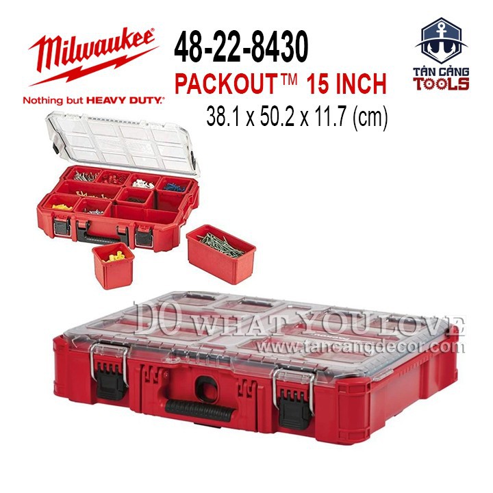 Hộp đựng linh kiện tiện ích 15 inches milwaukee packout 48-22-8430