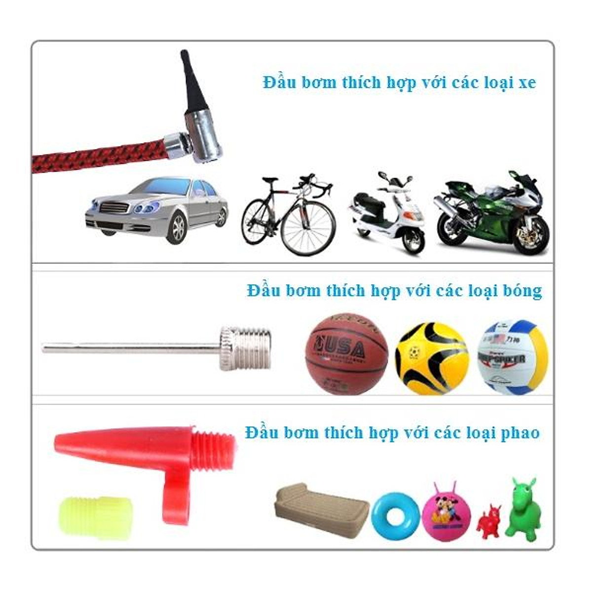 Bơm hơi đạp chân ô tô xe máy loại 2 pitton