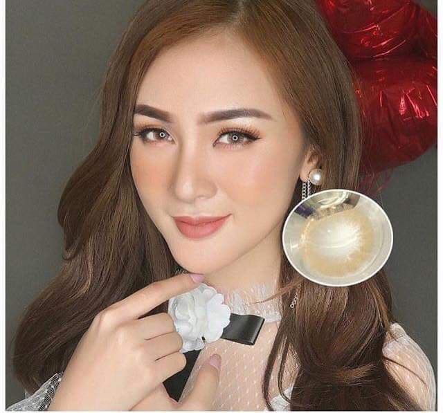Lens - Kính áp tròng nâu tây  (tặng kèm khay đựng)