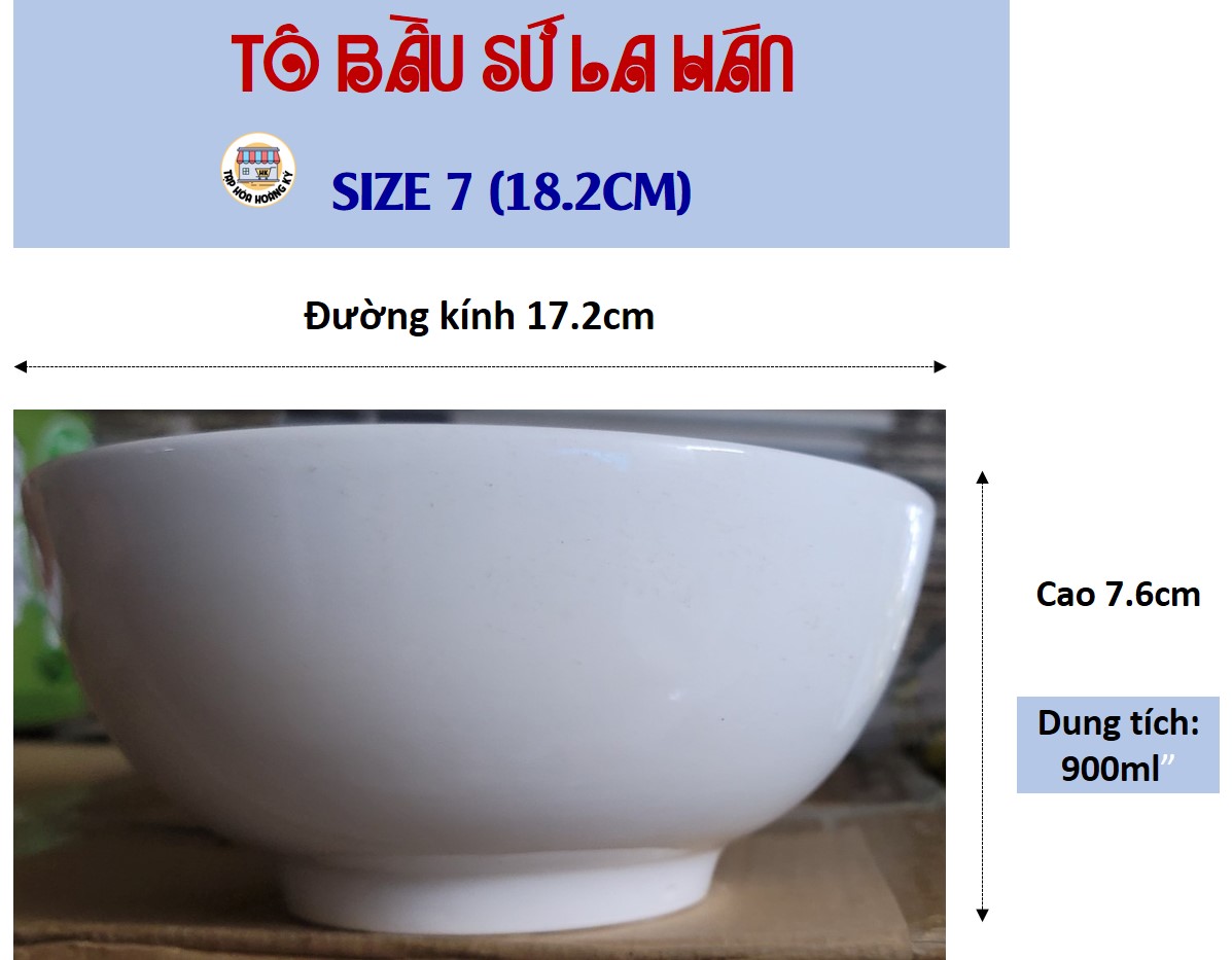 TÔ BẦU GỐM SỨ TRẮNG LA HÁN CAO CẤP -  ĐỦ SIZE (6,7,8)
