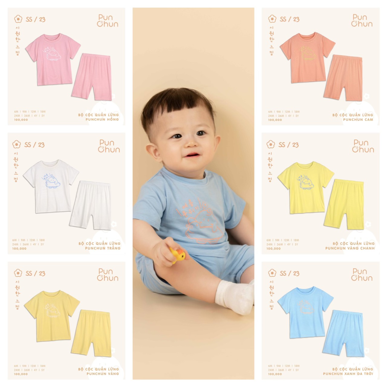 Punchun Bộ cộc quần lửng Punchun SS2023D04