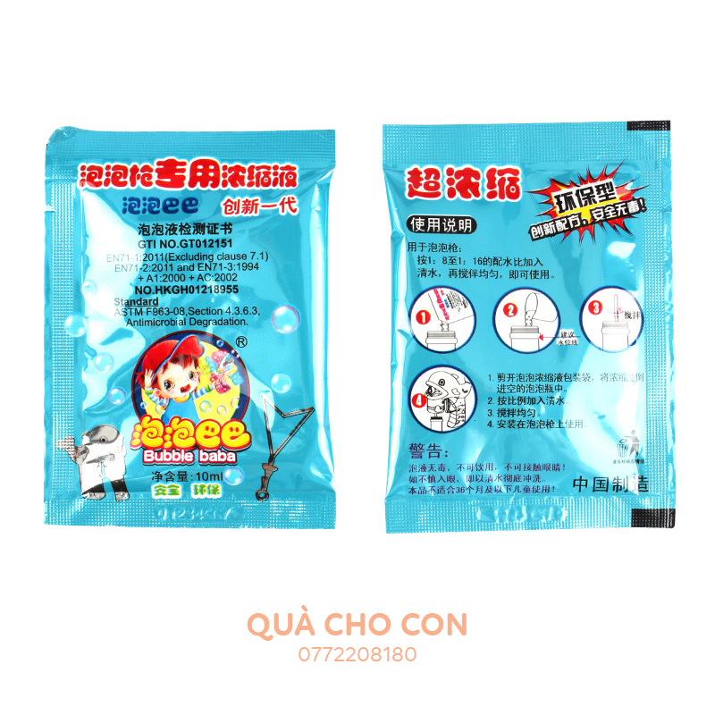 Combo 10 Gói Pha Nước Thổi Bong Bóng - Bookidvn