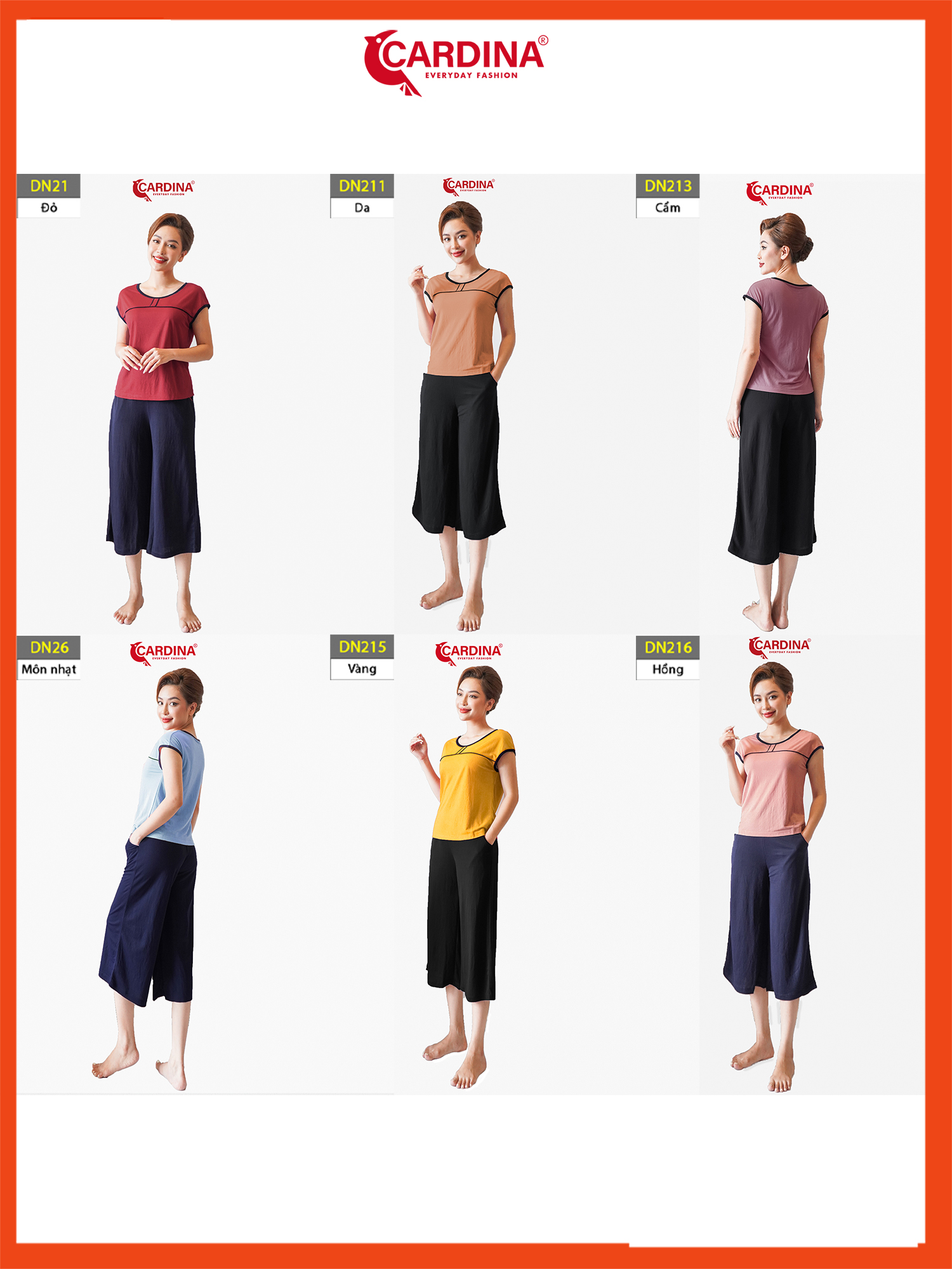 Đồ Bộ Nữ 𝐂𝐀𝐑𝐃𝐈𝐍𝐀 Chất Cotton Nhật Cao Cấp Quần Ông Sớ Áo Cộc Tay Thoáng Mát DN2