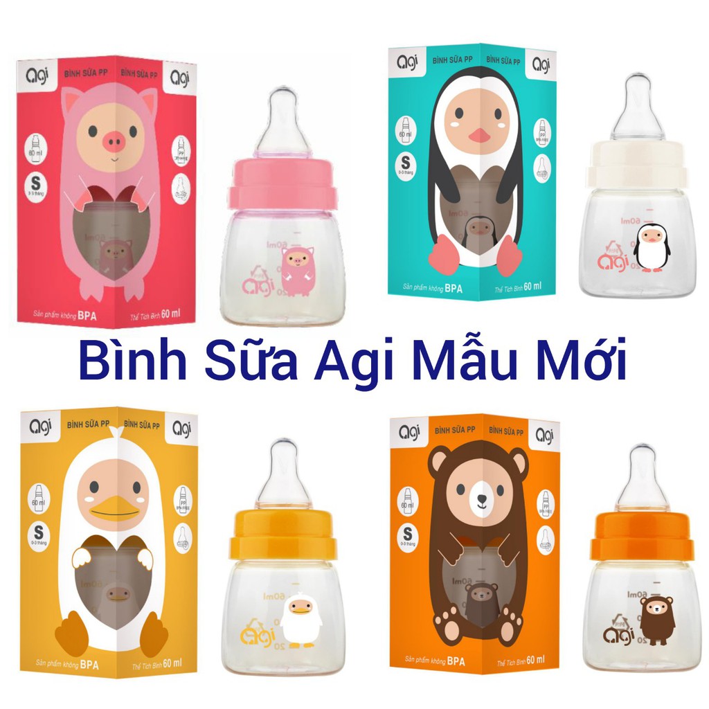 Bình Sữa Agi PP 60ML/ 140ML/ 250ML - Bình Sữa Agi Cổ Hẹp