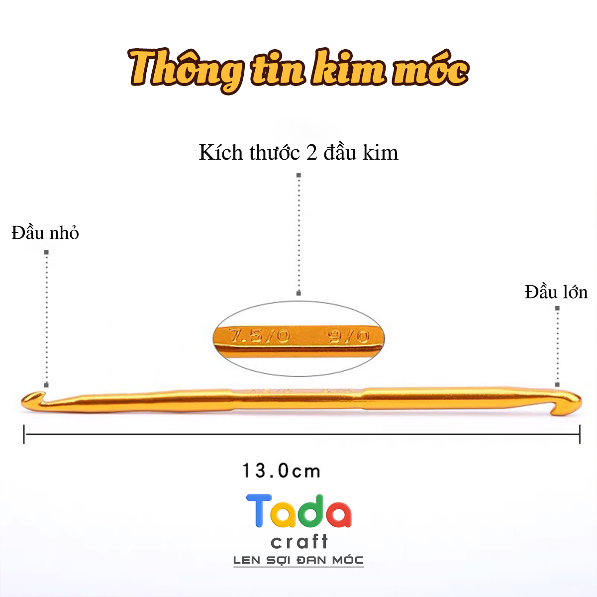 Kim Móc 2 Đầu Cán Vàng Size 1.0mm đến 10mm