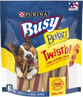 [USA] PURINA Busy with Beggin Twist d Rawhide Free Dog Chew - Que Gặm Dạng Xoắn Dành Cho Chó Giống Nhỏ & Trung [6 pcs] thumbnail