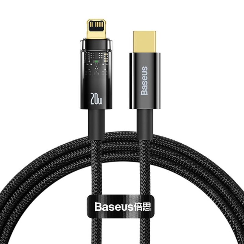 Cáp tự ngắt cats000001 baseus explorer series auto power-off fast charging data cable type-c to ip 20w sạc nhanh, tự ngắt điện khi sạc đầy, cho 13 pro max - cats000001