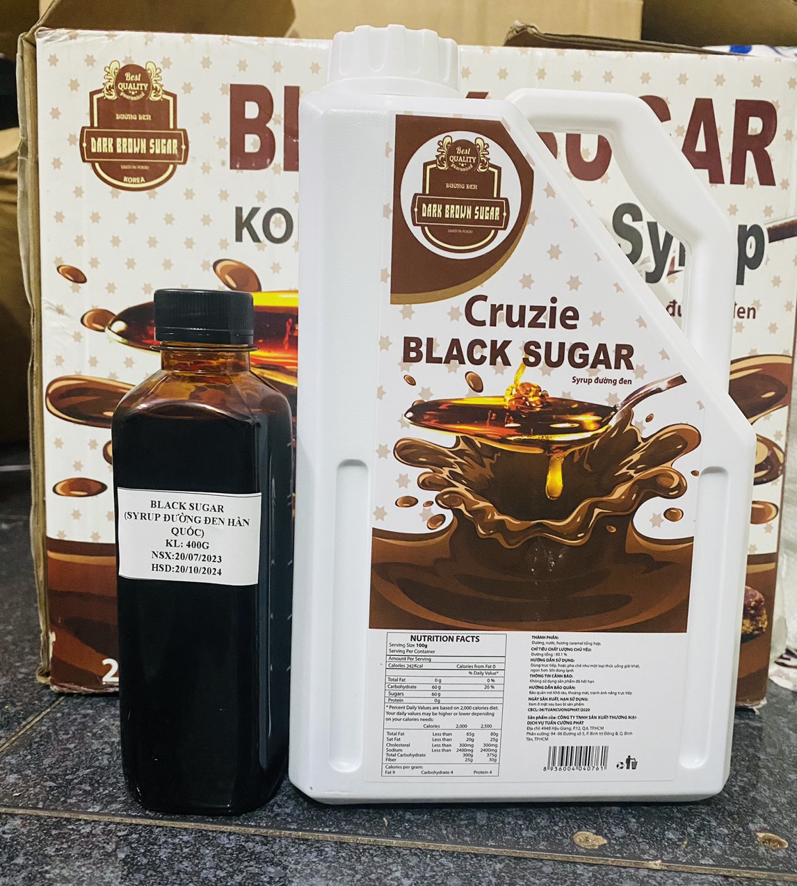 Chai 400g siro đường đen Hàn Quốc(tách lẻ can 2 lít)