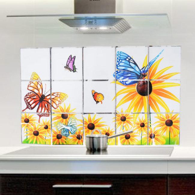 COMBO 2 MIẾNG DECAL DÁN BẾP CÁCH NHIỆT HOA VĂN ĐẸP