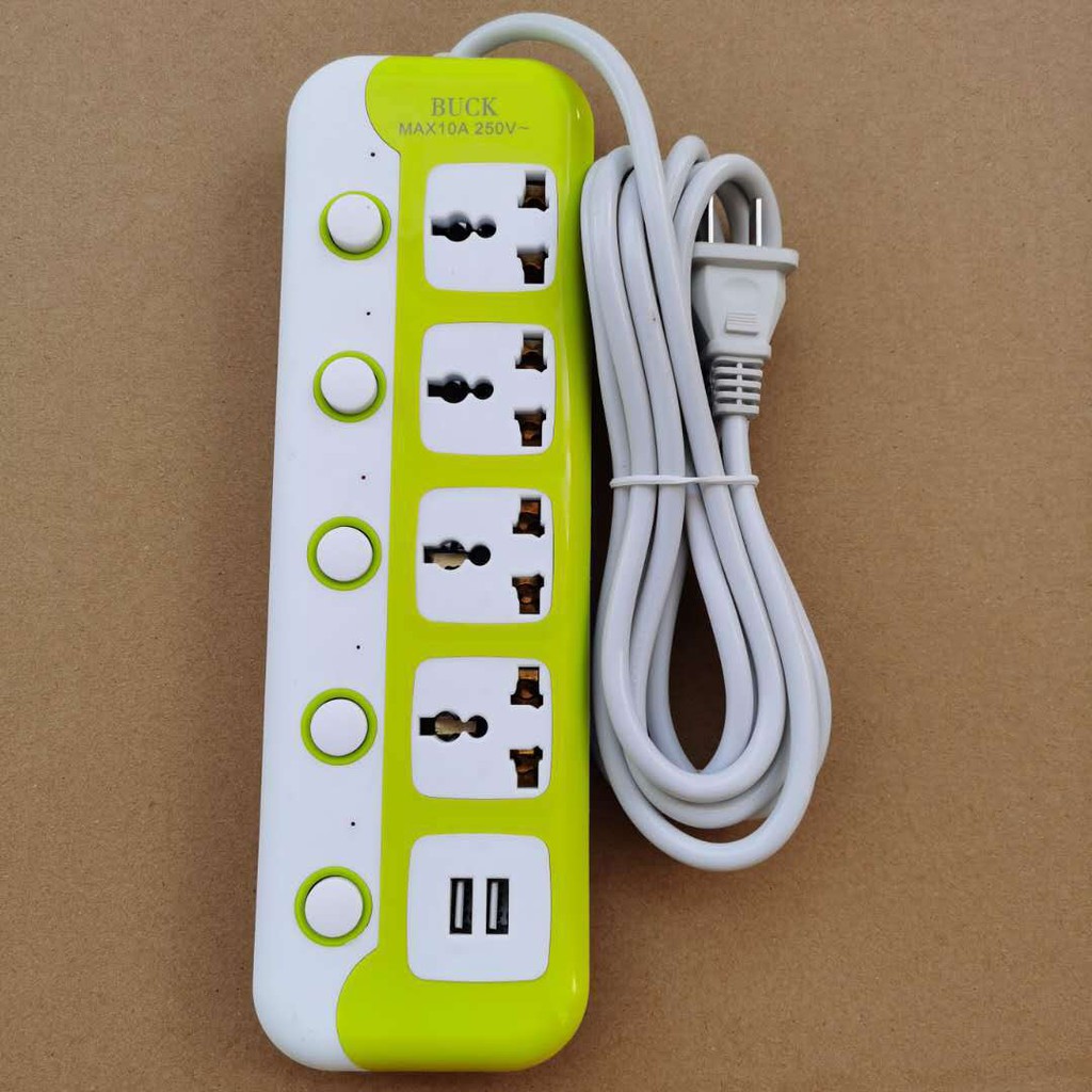 Ô cắm 2 chân 2 usb 3 mét phích cắm sạc đa năng tiêu chuẩn Hoa Kỳ - Ổ cắm chuyển đổi bằng đồng chịu nhiệt