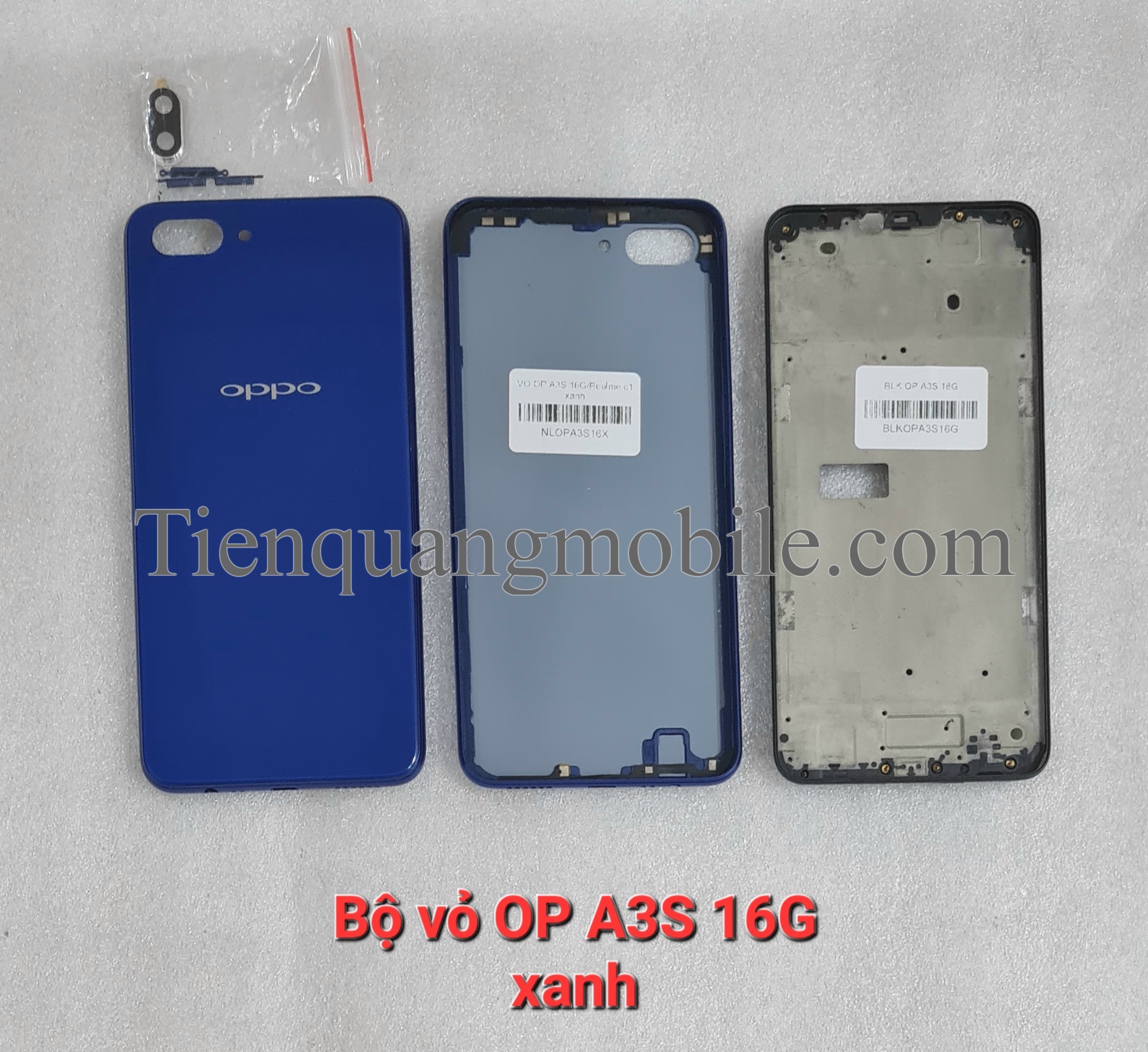 Bộ vỏ Oppo A3S 16GB (Gồm vỏ, xương, kính cam, nút bấm)