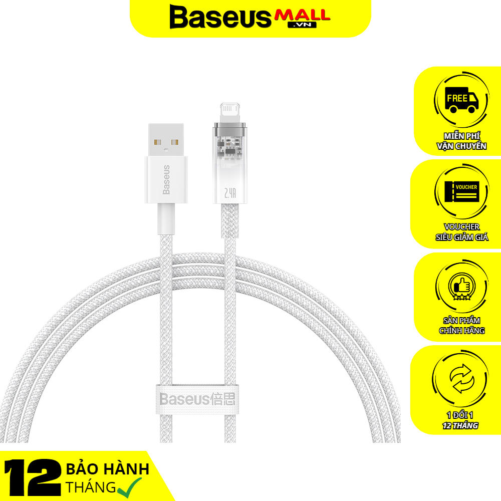 Cáp Sạc Nhanh USB to iP Baseus Explorer Series Fast Charging Cable with Smart Temperature Control