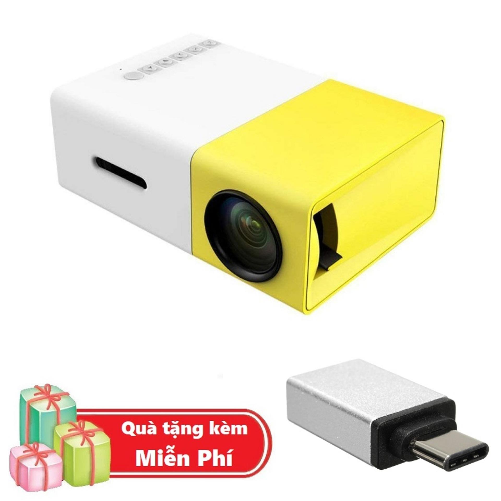 ( Quà tặng Đầu OTG cho điện thoại cổng Type C ) Máy chiếu Mini Smart LED YG-300 - Smart LED Projector - Máy chiếu xem phim cho trẻ em