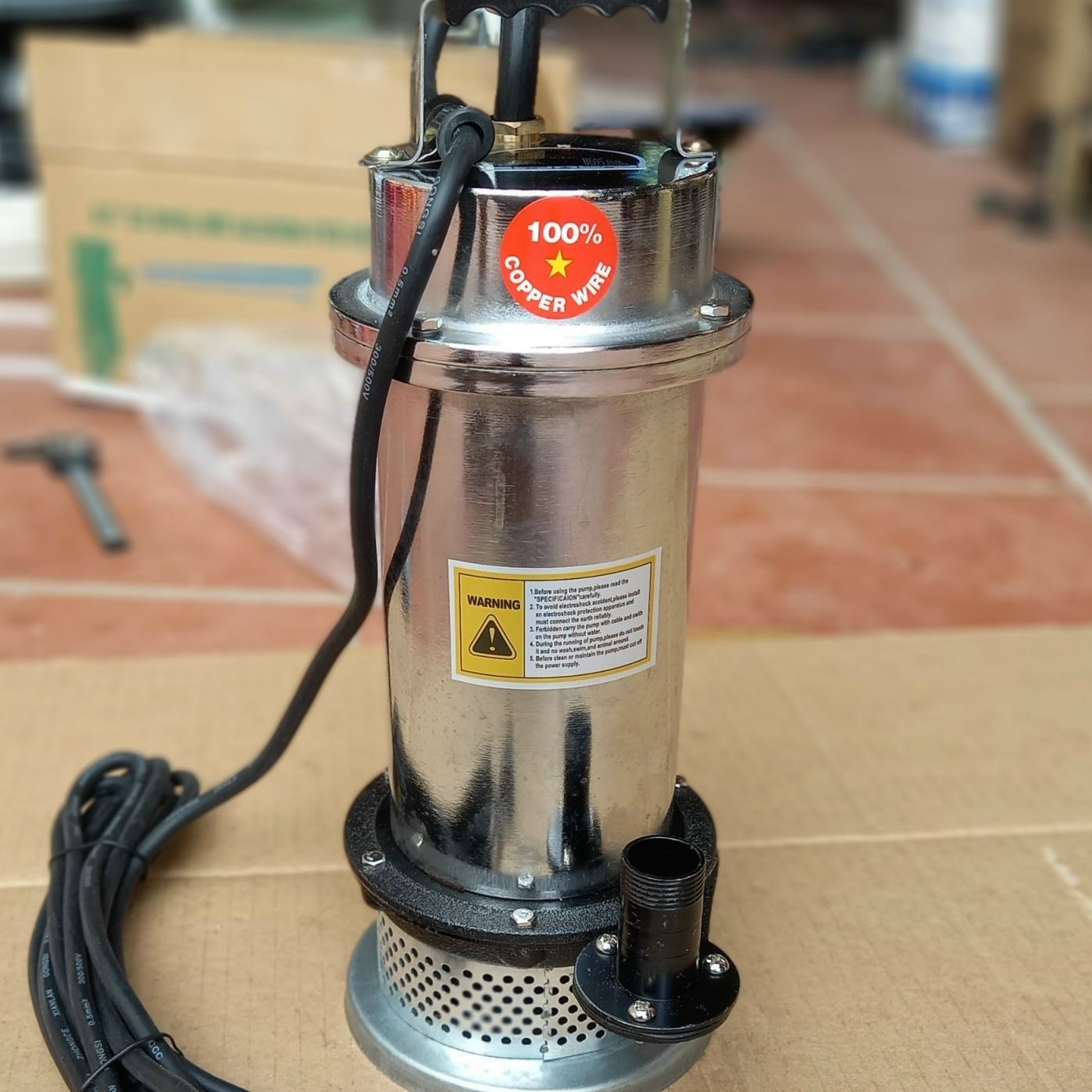 Máy bơm chìm bơm tõm inox 370w 220v 100% dây đồng