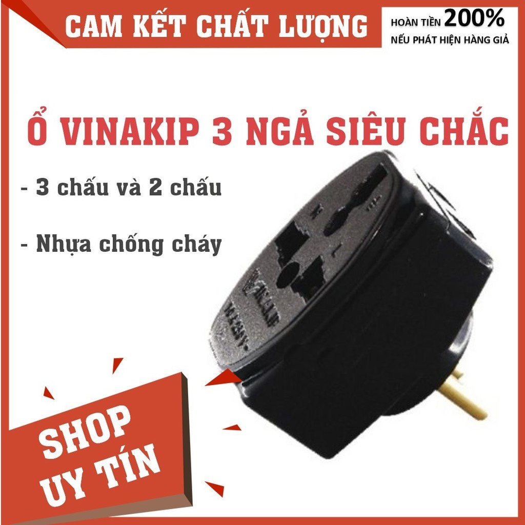 ✅ combo phích cắm nối 1 chia ra 3 đầu 6a 250v đa năng - chính hãng vinakip