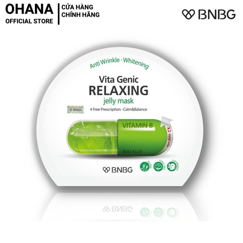 Mặt Nạ Giấy BNBG Relaxing Giúp Phục Hồi Và Thư Giãn Da Mụn, Da Mệt Mỏi BNBG Vita Genic Relaxing Jelly Mask 30ml (xanh lá) nhập khẩu