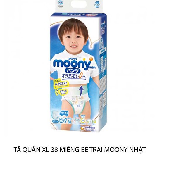 Tã Quần Moony Nhật Bé Trai Size XL 38/44 Miếng  (cho bé 12 - 17 kg)