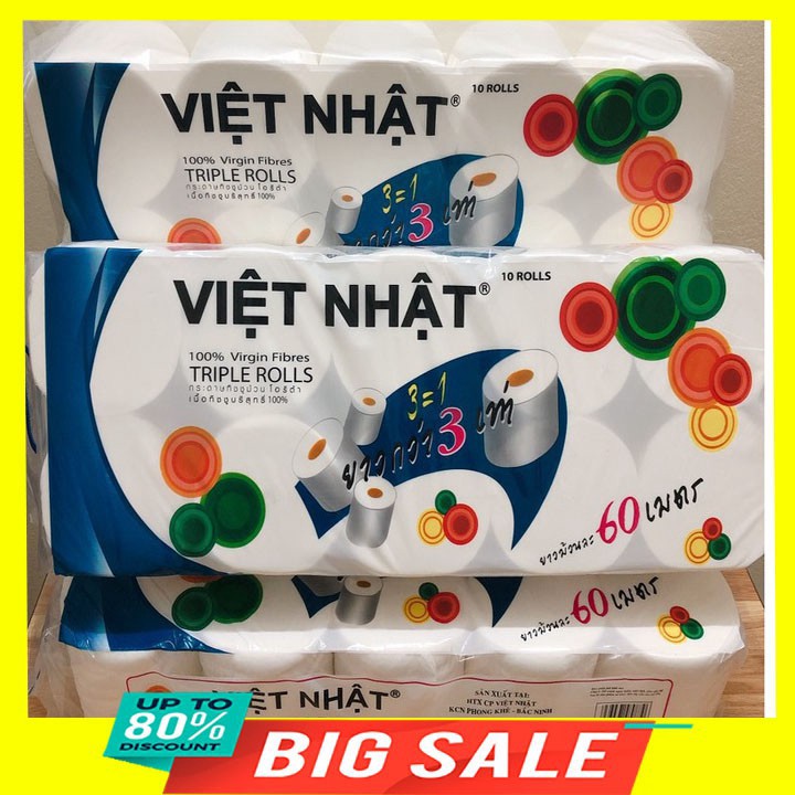 Combo 10 cuộn giấy vệ sinh cuộn Việt Nhật( 700gram/1 bịch)