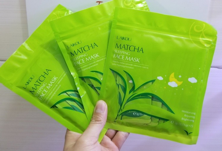 [ COMBO 3 Bịch] 1 Bịch Gồm 15 Gói Mặt Nạ Ngủ Trà Xanh Matcha Mud Mask Laikou