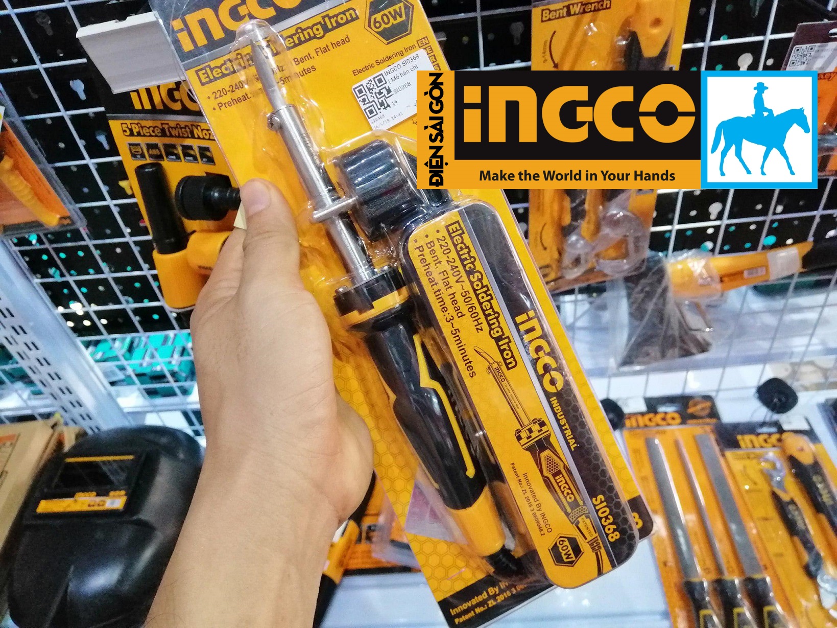 Mỏ hàn chì đầu dẹp mũi cong 60w 220v ingco si0368