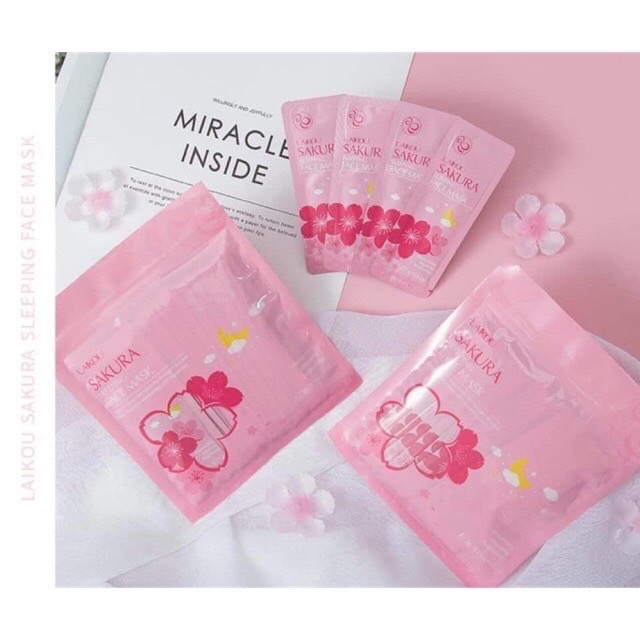 Mặt nạ ngủ hoa anh đào sakura laikou(set 15 gói nhỏ)