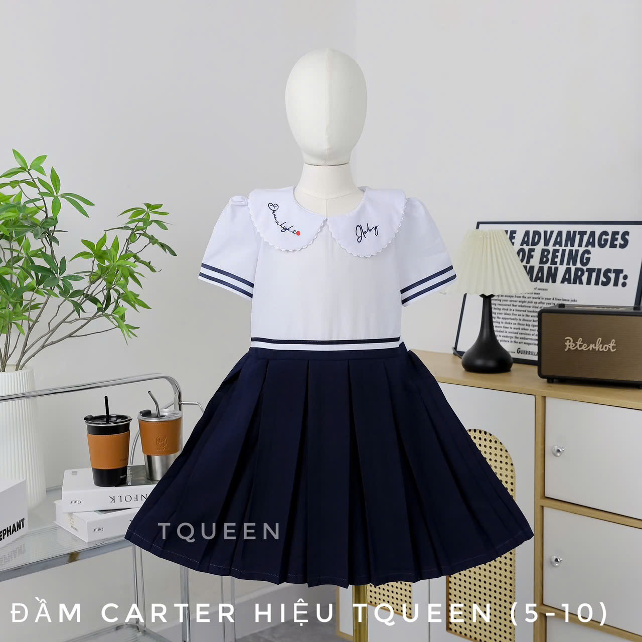 Đầm học sinh - Vải kate lụa - Danangsale