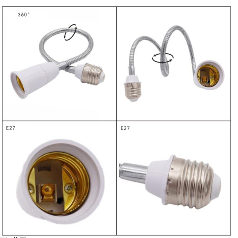 QKKQLA 6 size Flexible LED Light Bulb Base E27 to E27 extension extender adapter AC power Socket Screw Holder Converters Lamp Adapter