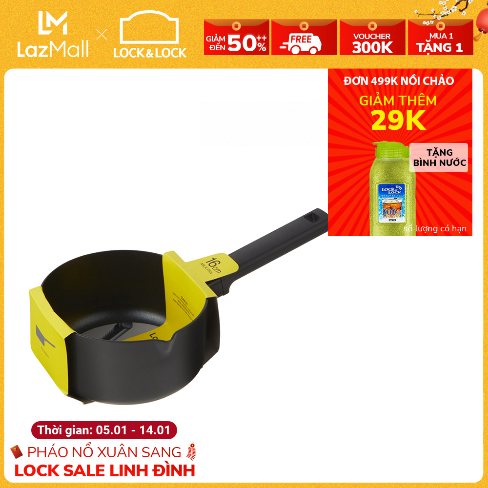 BÁO GIÁ Nồi Lock Lock | Shopee Lazada Sendo Tiki mới nhất 62 LMH1162 Nồi Lock&Lock Soma có tay cầm 16cm - Màu đen
