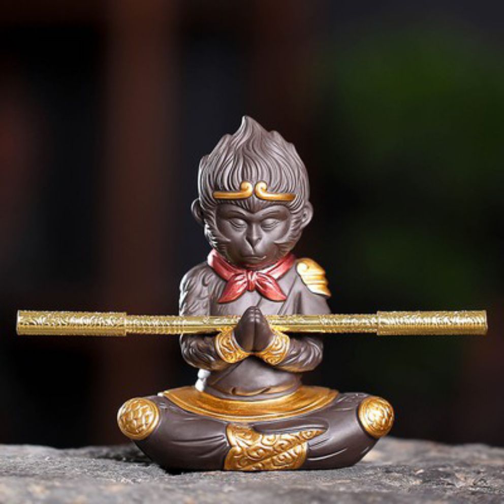 Tượng Tôn ngộ không chắp tay tu luyện - tượng trang trí - tượng phong thủy - trang trí ô tô - nhà cửa -shopleo