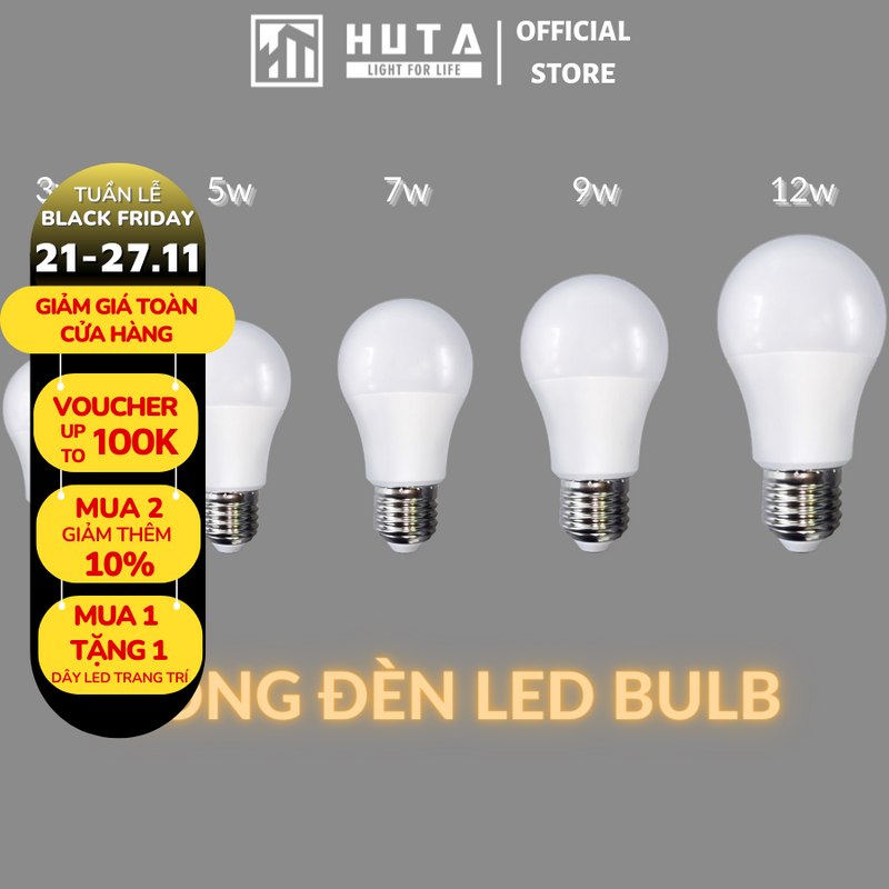 Bóng Đèn Led Búp DSY Đuôi E27, Tiết Kiệm Điện, Chống Nước, Ánh Sáng Trắng/Vàng, Công Suất 3w/5w/7w/9w/12w/18w/20w/30w, Trang Trí Quán Cà Phê, Nhà Hàng, HUTA Light For Life