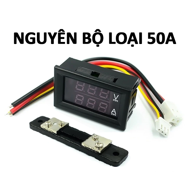 Vôn kế / Ampe kế / Đồng hồ đo mini đo điện DC 50A 10A