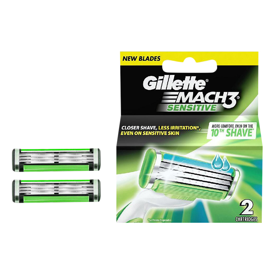 Lưỡi Cạo Gillette Mach3 Sensitive (2 Lưỡi)
