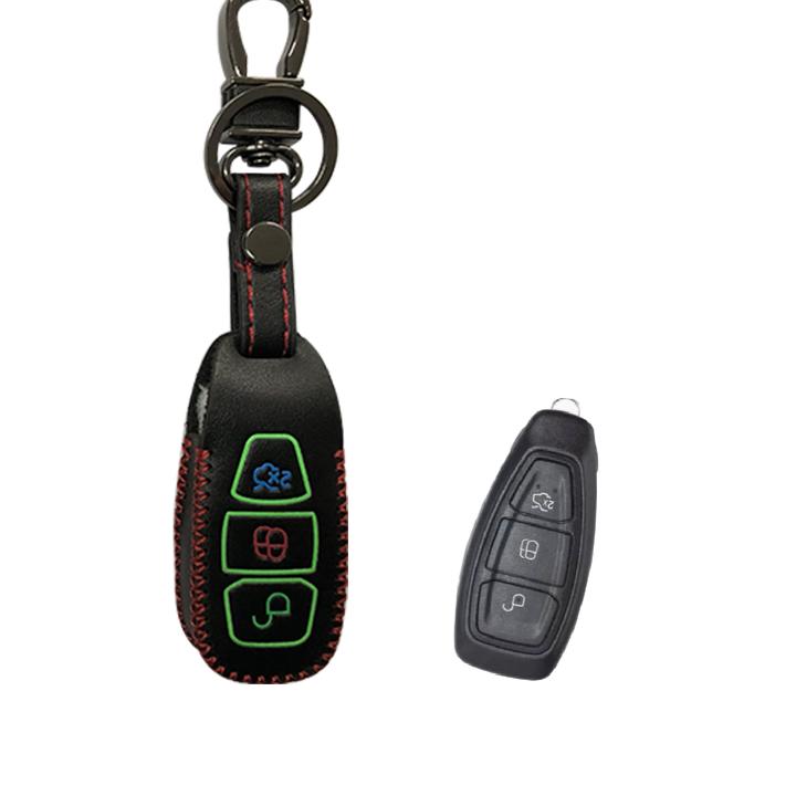 Bao da chìa khóa ô tô, xe hơi Ford-E phản quang cao cấp dùng cho xe Ford ECOSPORT 2016, FOCUS, FIESTA Ford-E