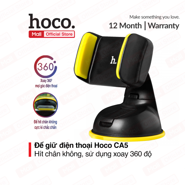 [HCM]Giá đỡ Hoco CA5 kẹp điện thoại di động trên xe hơi xoay 360 độ đế hít chân không cực kì chắc chắn