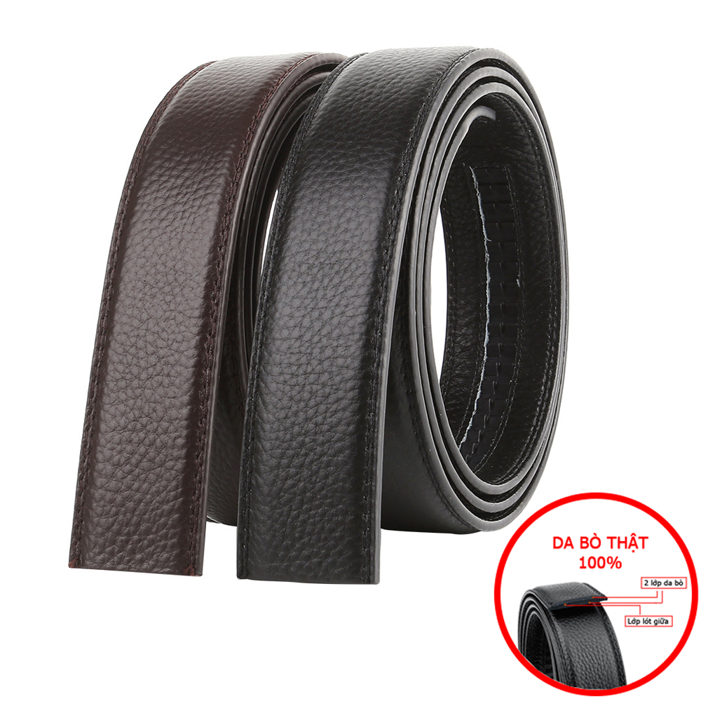 [Dây Tăng/Size 3.5cm] Thắt Lưng Nam Da Bò (Không Mặt Khóa), Dây Nịt Da Thật 100%, 3 Lớp, Màu Đen/Nâu (DLKK-05)