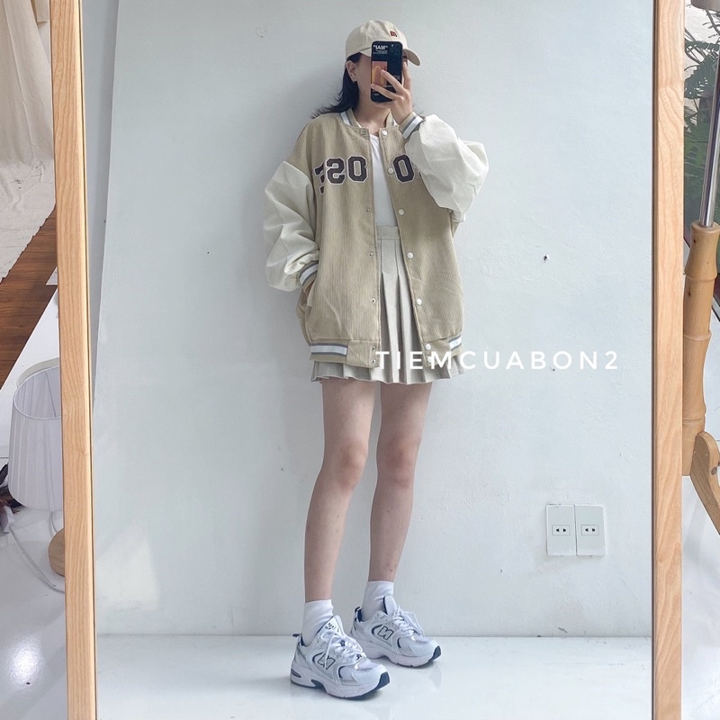 Áo khoác bomber CHOOSE da lộn hàng đẹp form rộng
