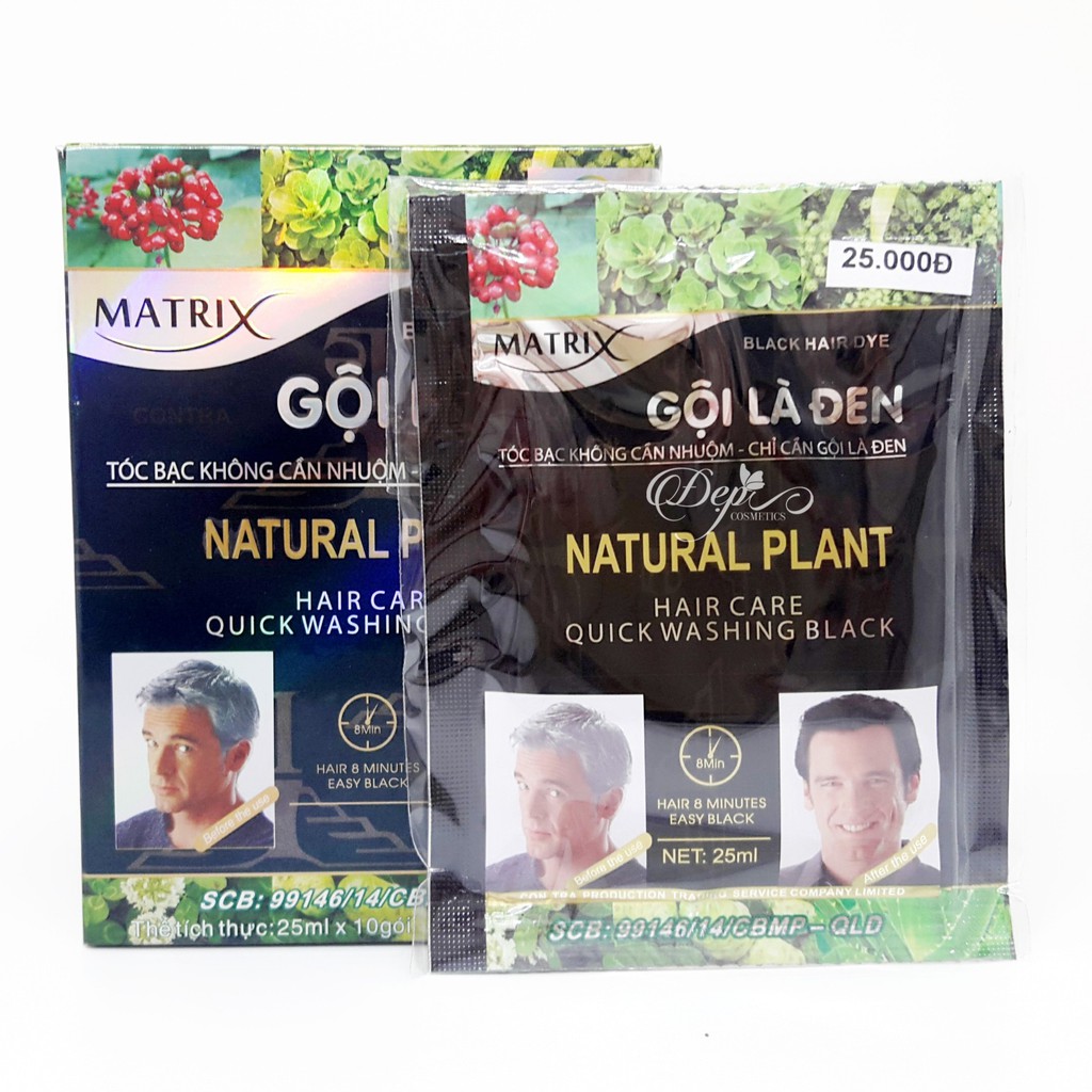 [HCM]COMBO 2 gói Dầu gội nhuộm tóc gội là đen Matrix 25ml - Màu Đen