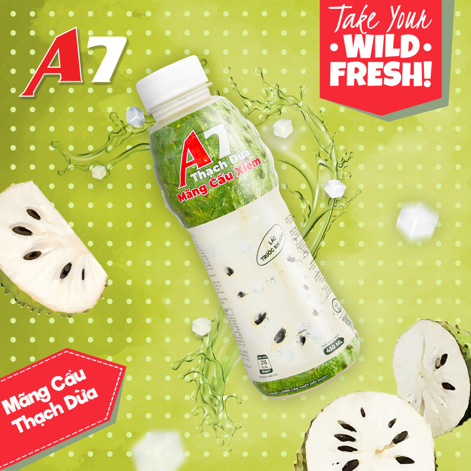 Nước Mãng Cầu Xiêm Thạch Dừa A7 450ml (Thùng 24 chai)